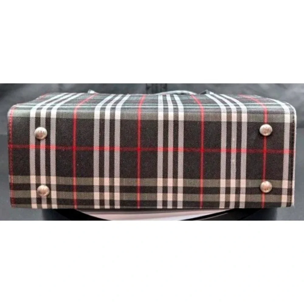 Kate Spade New York Tartan Plaid Tote Bag Shoulder Purse Leopard Lining~Vintage